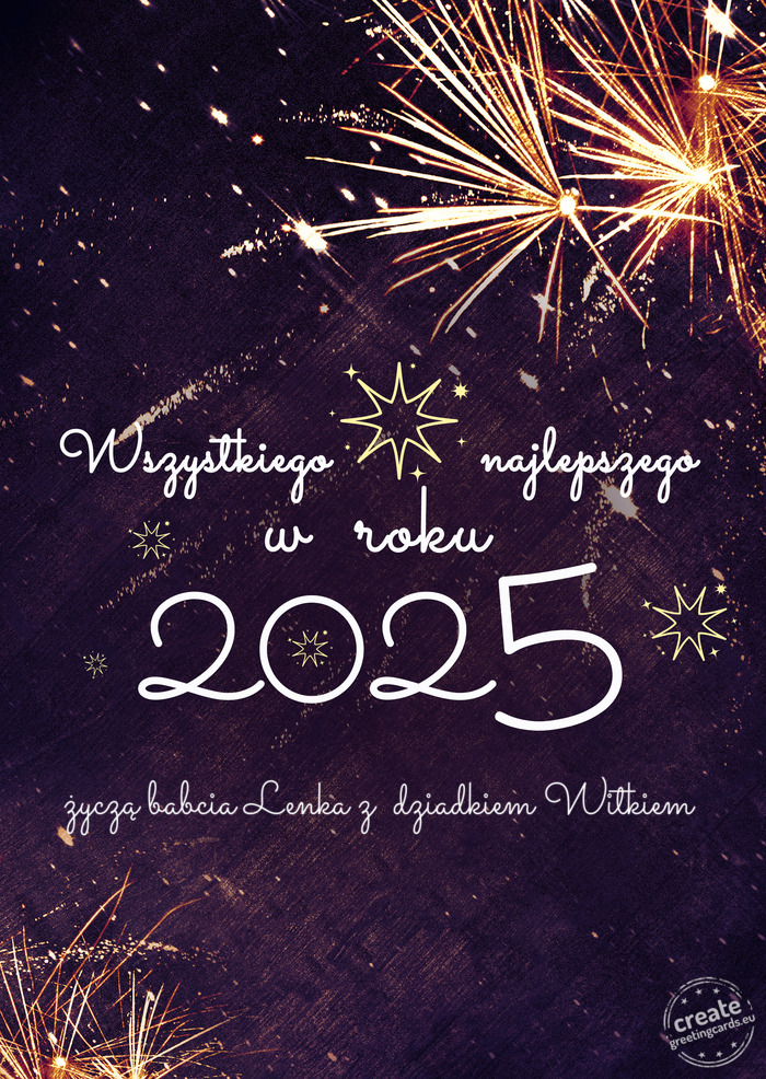 Wszystkiego najlepszego w roku życzą babcia Lenka z dziadkiem Witkiem