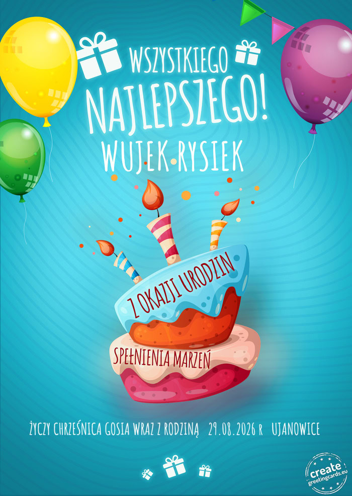 Wszystkiego najlepszego WUJEK RYSIEK z okazji urodzin CHRZEŚNICA GOSIA WRAZ Z RODZINĄ 29