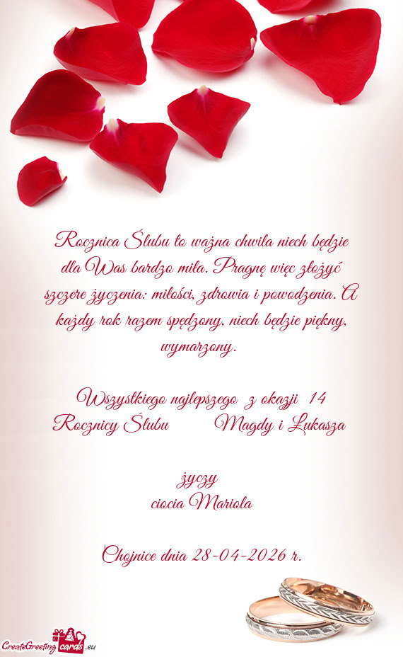 Wszystkiego najlepszego z okazji 14 Rocznicy Ślubu❤️ Magdy i Łukasza