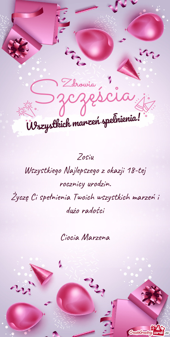 Wszystkiego Najlepszego z okazji 18-tej rocznicy urodzin
