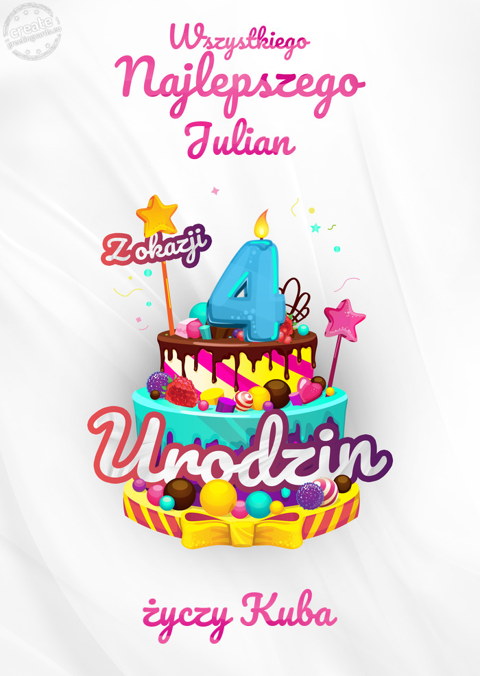 Wszystkiego najlepszego z okazji 4 urodzin Kuba