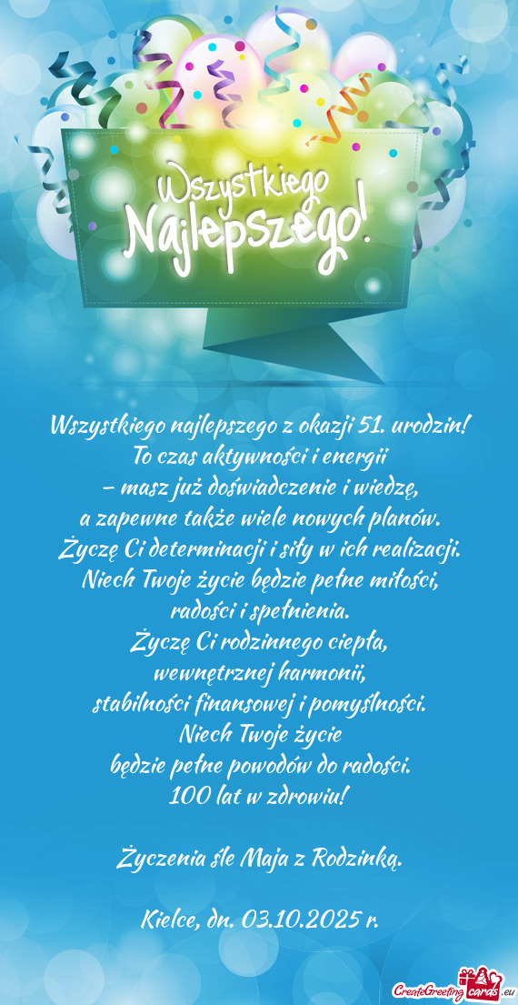 Wszystkiego najlepszego z okazji 51. urodzin