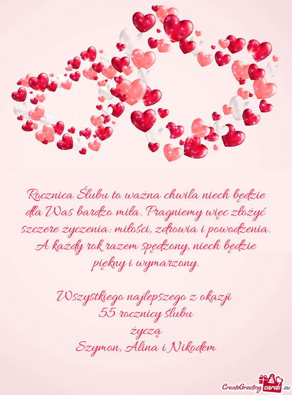 Wszystkiego najlepszego z okazji 55 rocznicy ślubu życzą Szymon