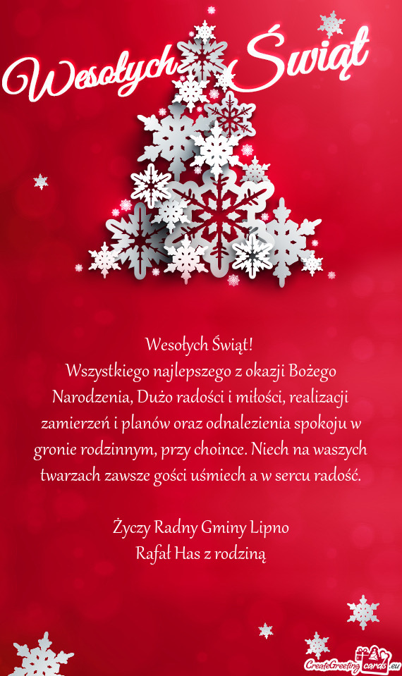 Wszystkiego najlepszego z okazji Bożego Narodzenia, Dużo radości i miłości, realizacji zamierze