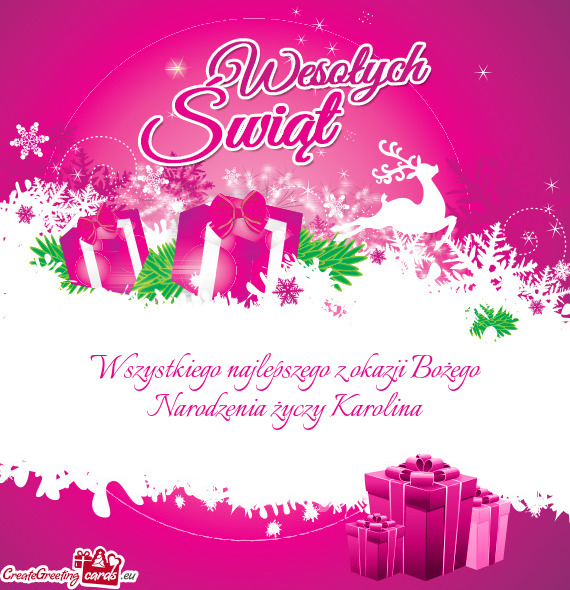 Wszystkiego najlepszego z okazji Bożego Narodzenia Karolina