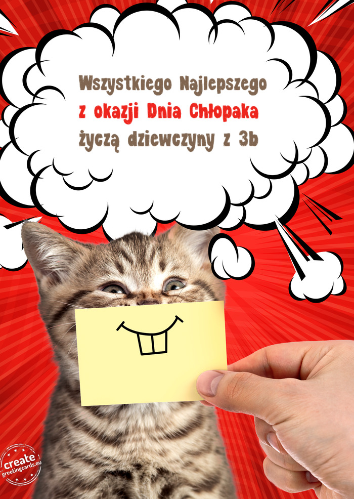 Wszystkiego Najlepszego z okazji Dnia Chłopaka życzą dziewczyny z 3b