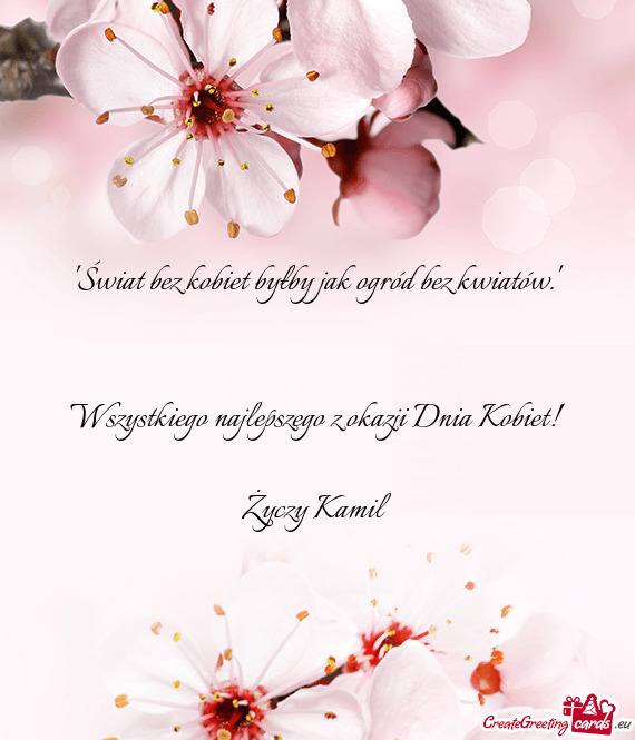 "  Wszystkiego najlepszego z okazji Dnia Kobiet! Kamil