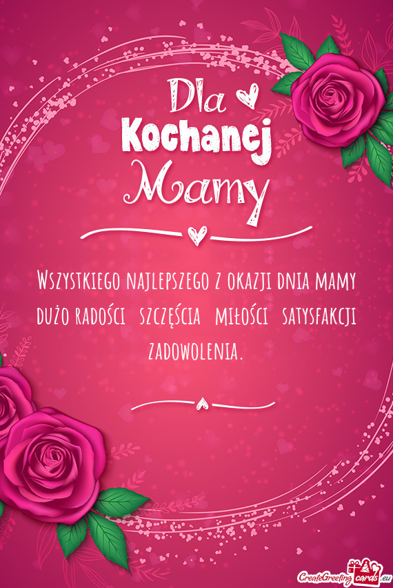 Wszystkiego najlepszego z okazji dnia mamy dużo radości😃 szczęścia🍀 miłości🥰 satysfak