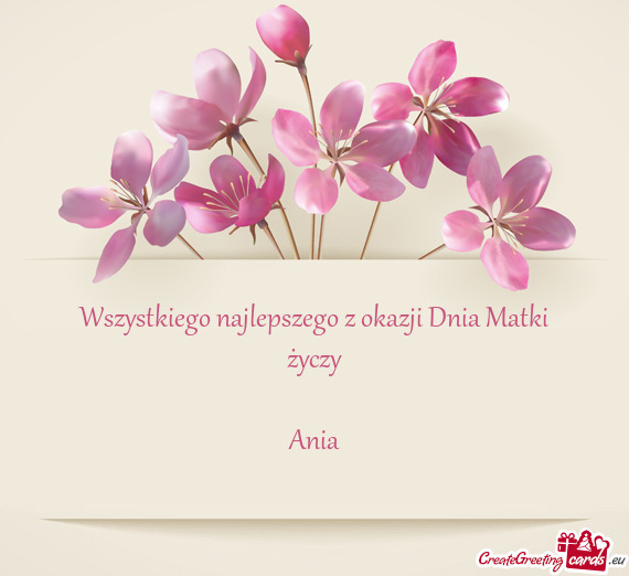 Wszystkiego najlepszego z okazji Dnia Matki
 życzy
 
 Ania