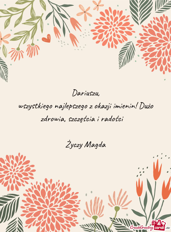 Wszystkiego najlepszego z okazji imienin! Dużo zdrowia, szczęścia i radości 🥳