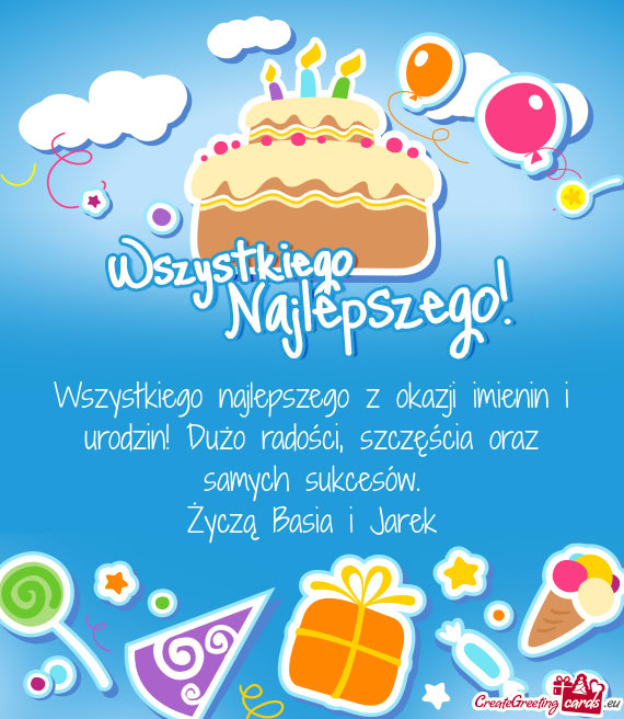 Wszystkiego najlepszego z okazji imienin i urodzin! Dużo radości, szczęścia oraz samych sukcesó