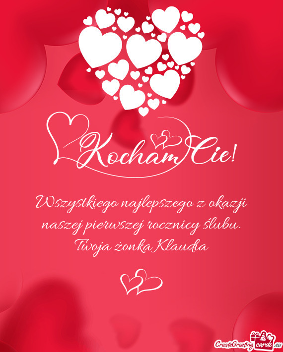 Wszystkiego najlepszego z okazji naszej pierwszej rocznicy ślubu