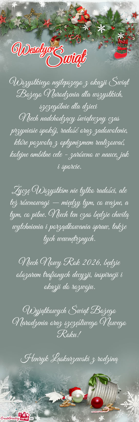 Wszystkiego najlepszego z okazji Świąt Bożego Narodzenia dla wszystkich, szczególnie dla dzieci