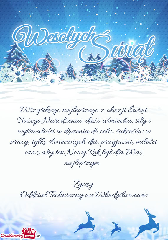 Wszystkiego najlepszego z okazji Świąt Bożego Narodzenia, dużo uśmiechu,
