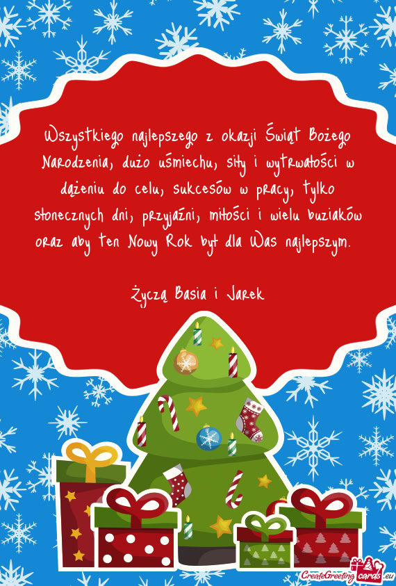 Wszystkiego najlepszego z okazji Świąt Bożego Narodzenia, dużo uśmiechu,