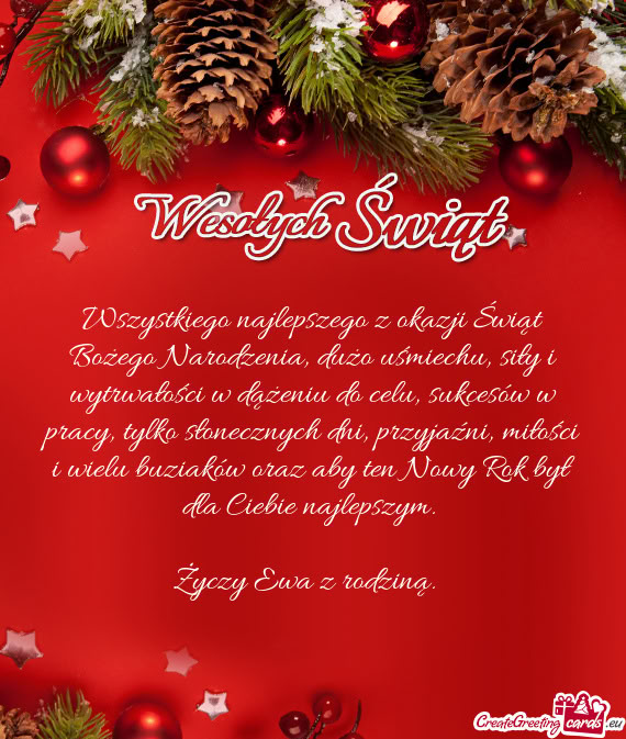 Wszystkiego najlepszego z okazji Świąt Bożego Narodzenia, dużo uśmiechu,