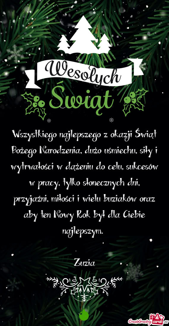 Wszystkiego najlepszego z okazji Świąt Bożego Narodzenia, dużo uśmiechu,