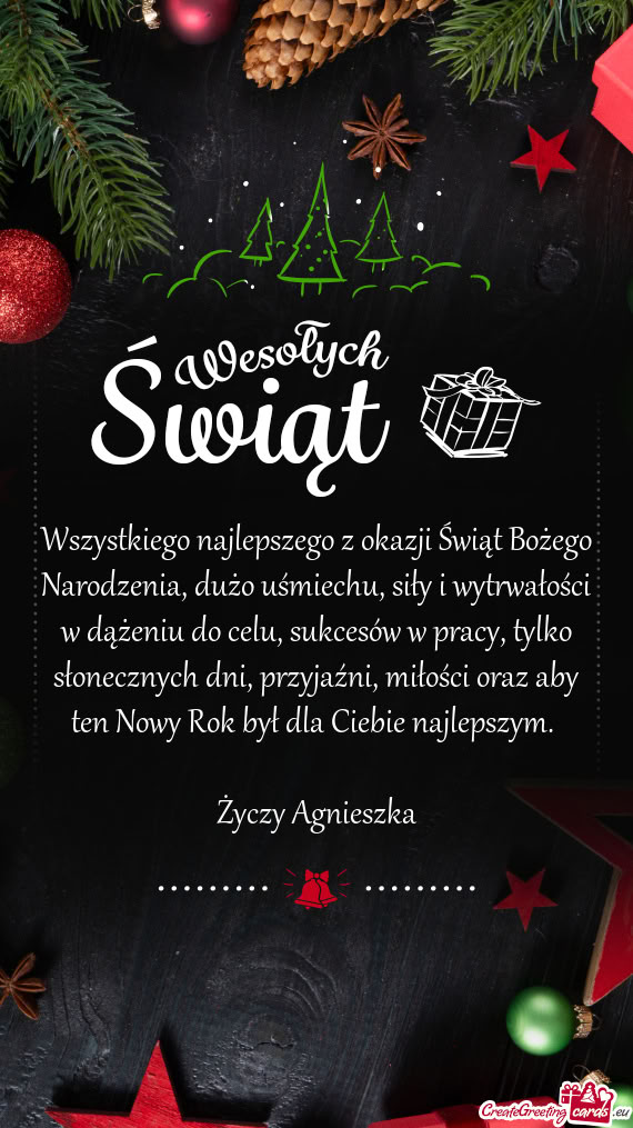 Wszystkiego najlepszego z okazji Świąt Bożego Narodzenia, dużo uśmiechu,
