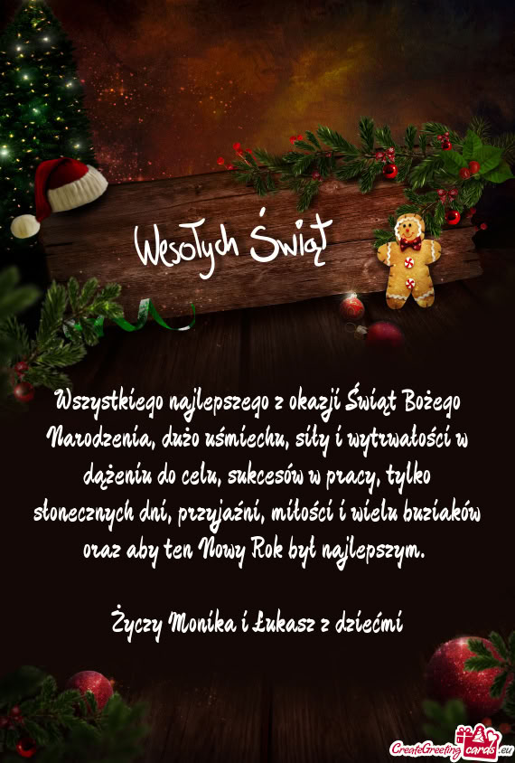 Wszystkiego najlepszego z okazji Świąt Bożego Narodzenia, dużo uśmiechu,