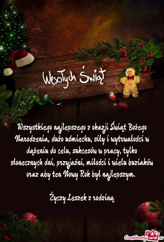 Wszystkiego najlepszego z okazji Świąt Bożego Narodzenia, dużo uśmiechu,