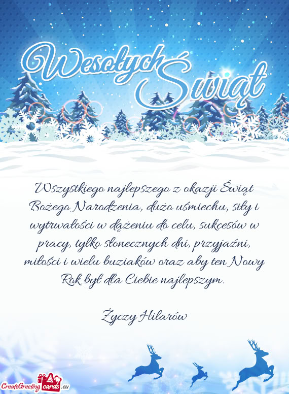 Wszystkiego najlepszego z okazji Świąt Bożego Narodzenia, dużo uśmiechu,