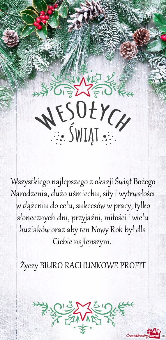 Wszystkiego najlepszego z okazji Świąt Bożego Narodzenia, dużo uśmiechu,