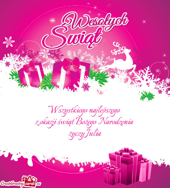 Wszystkiego najlepszego z okazji świąt Bożego Narodzenia Julia