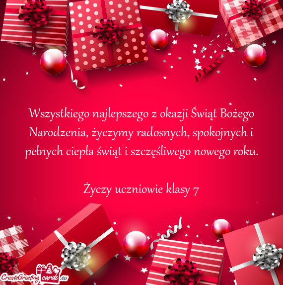Wszystkiego najlepszego z okazji Świąt Bożego Narodzenia, życzymy radosnych, spokojnych i pełny