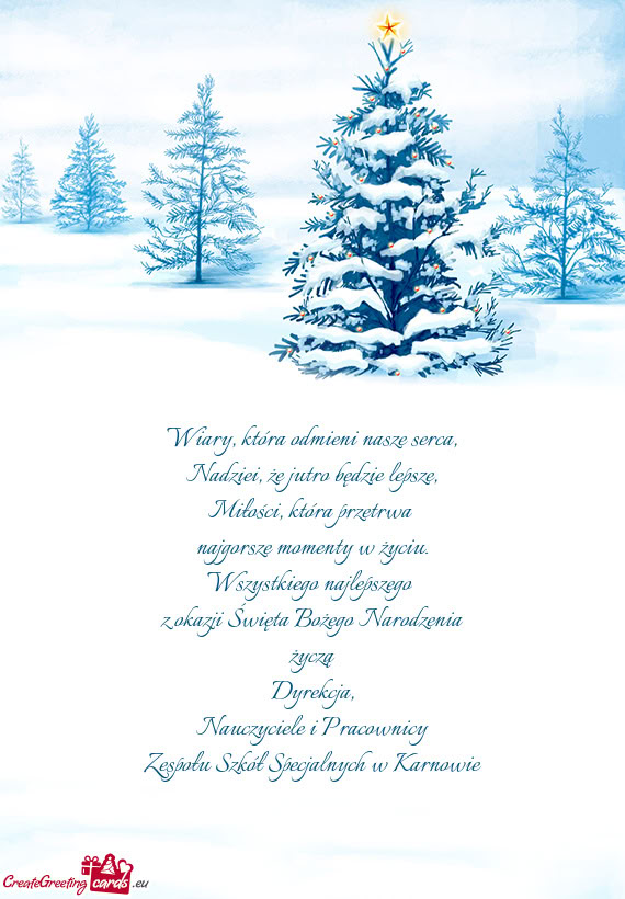 Wszystkiego najlepszego z okazji Święta Bożego Narodzenia życzą Dyrekcja