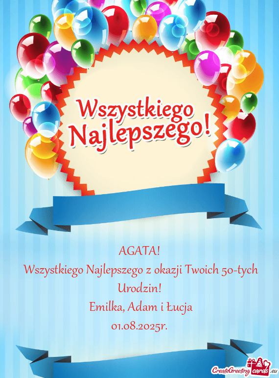 Wszystkiego Najlepszego z okazji Twoich 50-tych Urodzin