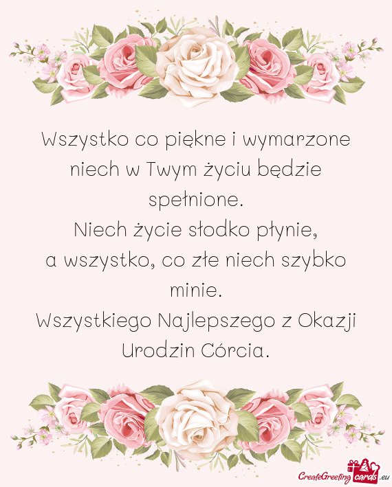 Wszystkiego Najlepszego z Okazji Urodzin Córcia