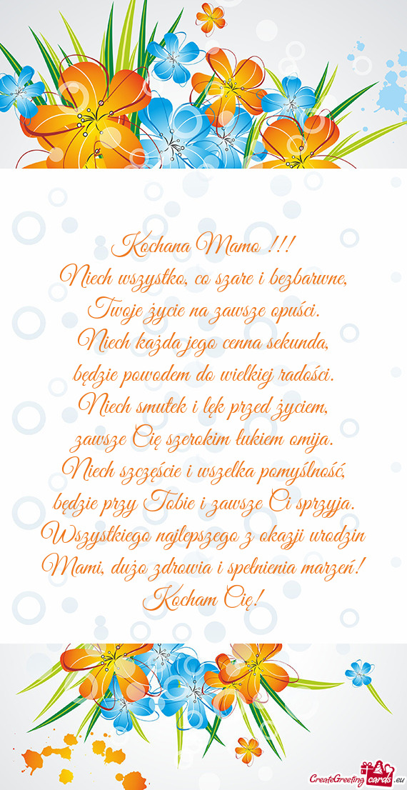 Wszystkiego najlepszego z okazji urodzin Mami, dużo zdrowia i spełnienia marzeń