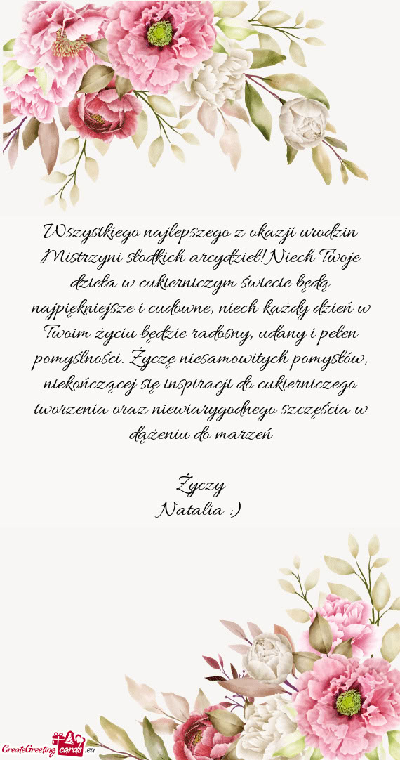 Wszystkiego najlepszego z okazji urodzin Mistrzyni słodkich arcydzieł! Niech Twoje dzieła w cukie