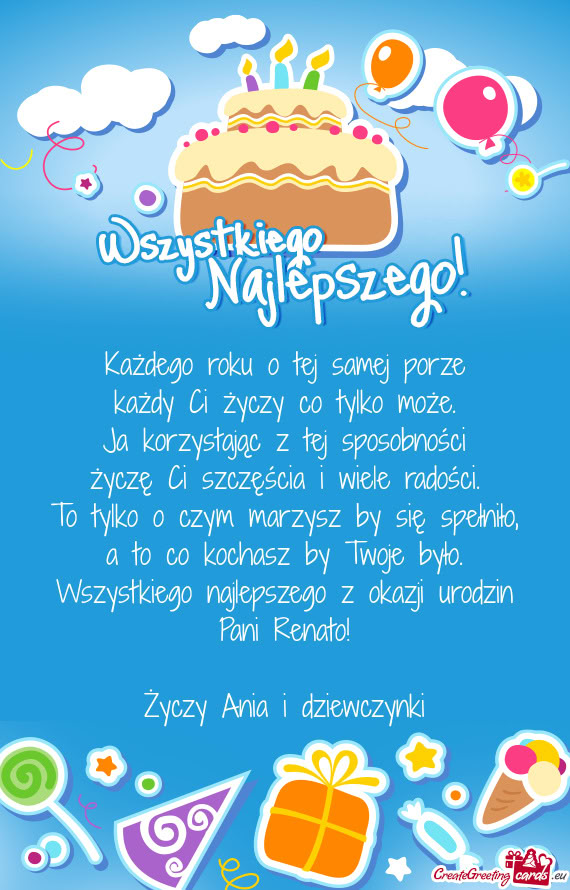 Wszystkiego najlepszego z okazji urodzin Pani Renato