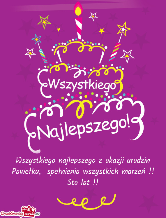 Wszystkiego najlepszego z okazji urodzin Pawełku, spełnienia wszystkich marzeń !! Sto lat