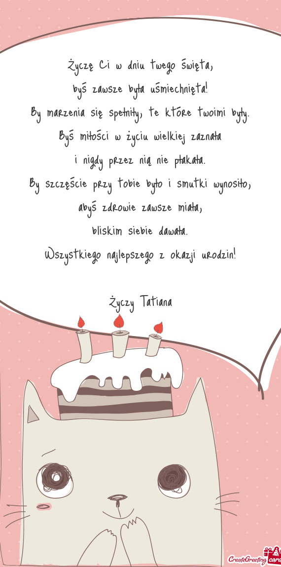 Wszystkiego najlepszego z okazji urodzin! Tatiana
