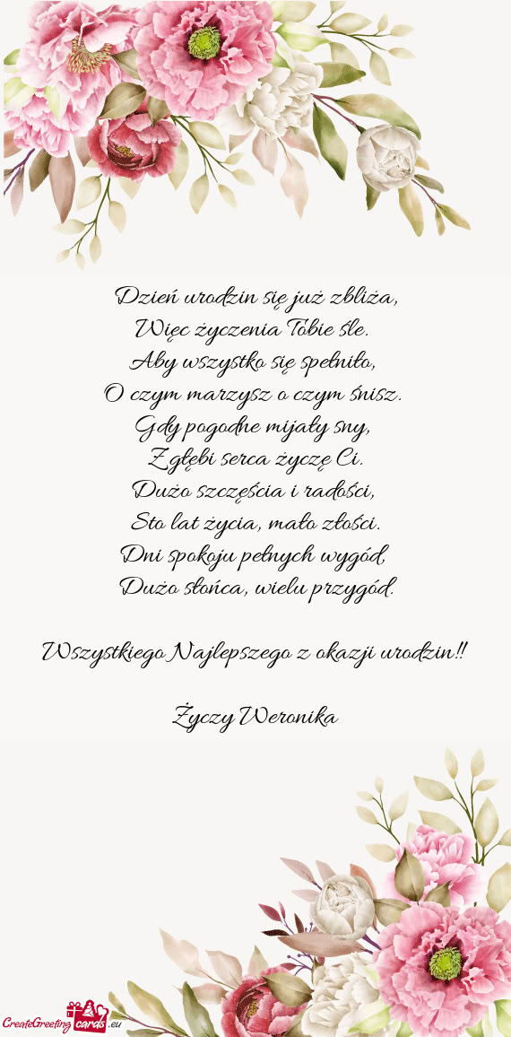Wszystkiego Najlepszego z okazji urodzin!!  Weronika