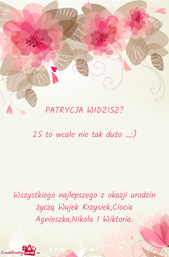 Wszystkiego najlepszego z okazji urodzin życzą Wujek Krzysiek,Ciocia Agnieszka,Nikola I Wiktoria