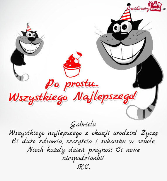 Wszystkiego najlepszego z okazji urodzin! Życzę Ci dużo zdrowia, szczęścia i sukcesów w szkole