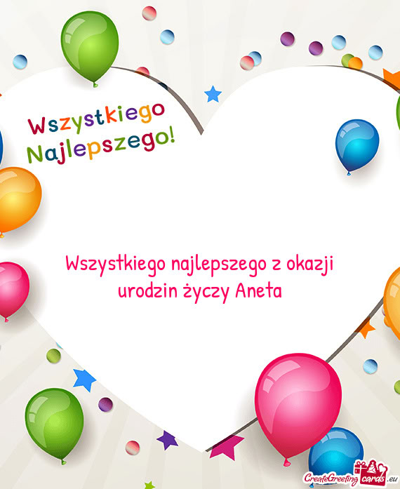 Wszystkiego najlepszego z okazji urodzin życzy Aneta