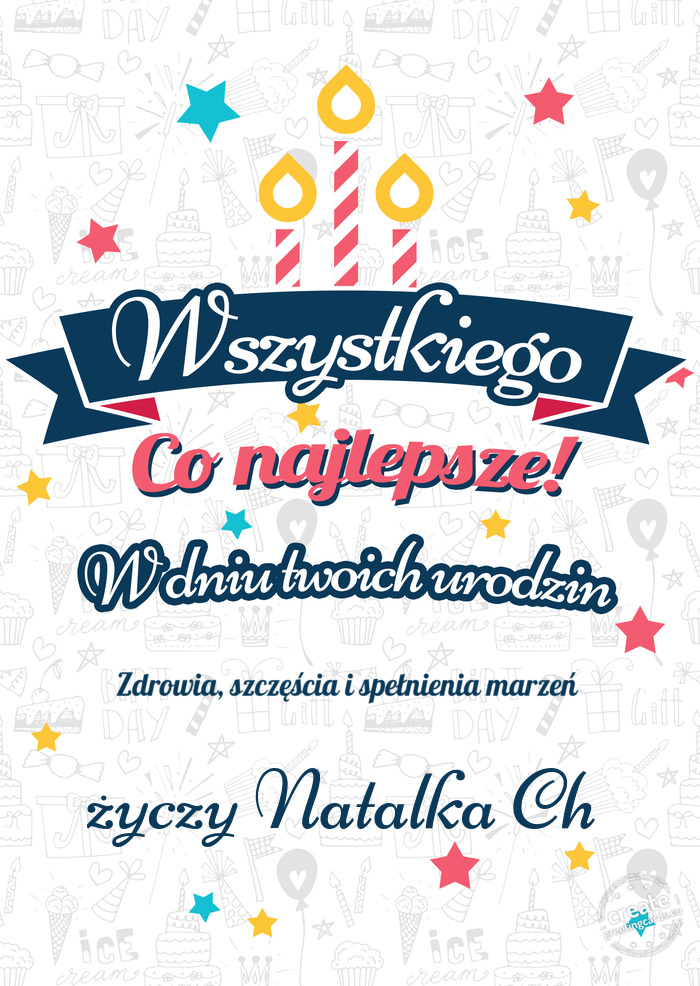 Wszystkiego najlepszego Zdrowia, szczęścia i spełnienia marzeń z okazji urodzin Natalka C