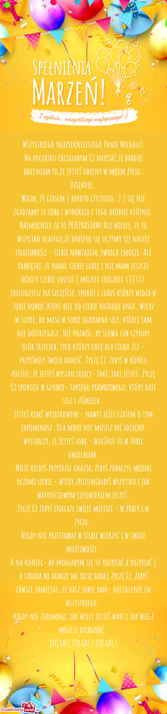 Wszystkiego najpiękniejszego Panie Michale