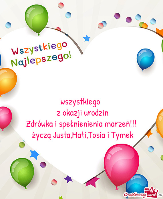 Wszystkiego z okazji urodzin Zdrówka i spełnienienia marzeń!!! życzą Justa