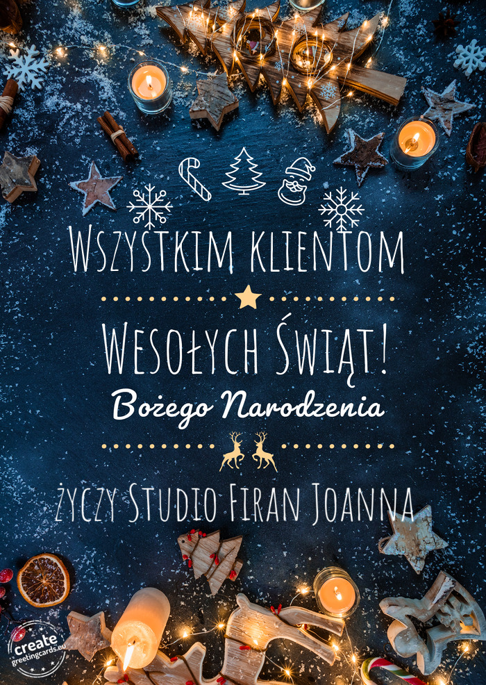 Wszystkim klientom Wesołych Świąt Studio Firan Joanna