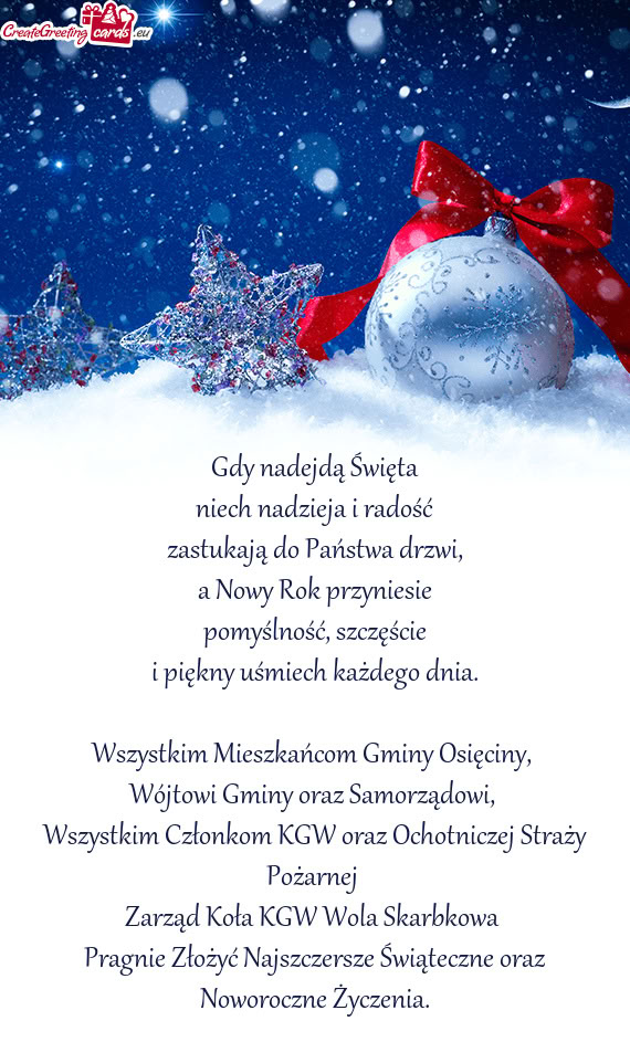 Wszystkim Mieszkańcom Gminy Osięciny