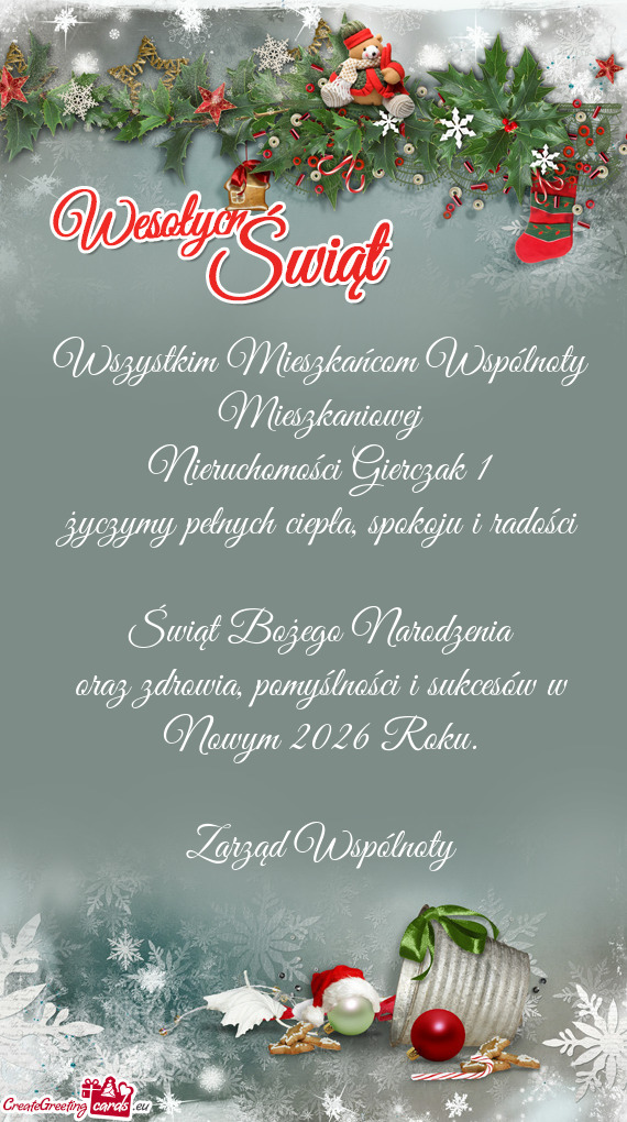 Wszystkim Mieszkańcom Wspólnoty Mieszkaniowej