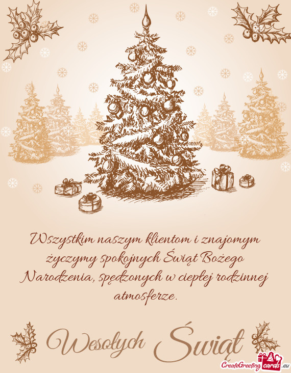 Wszystkim naszym klientom i znajomym życzymy spokojnych Świąt Bożego Narodzenia, spędzonych w c