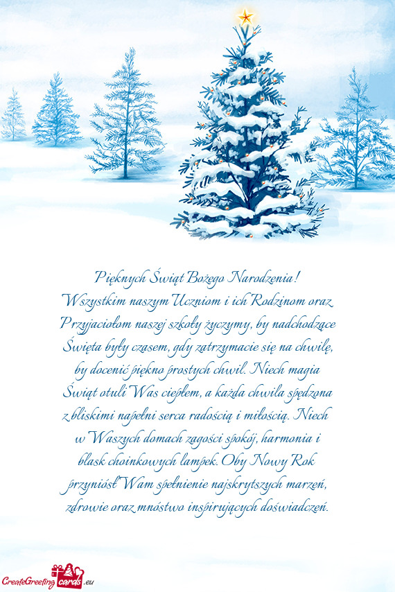 Wszystkim naszym Uczniom i ich Rodzinom oraz Przyjaciołom naszej szkoły życzymy, by nadchodzące