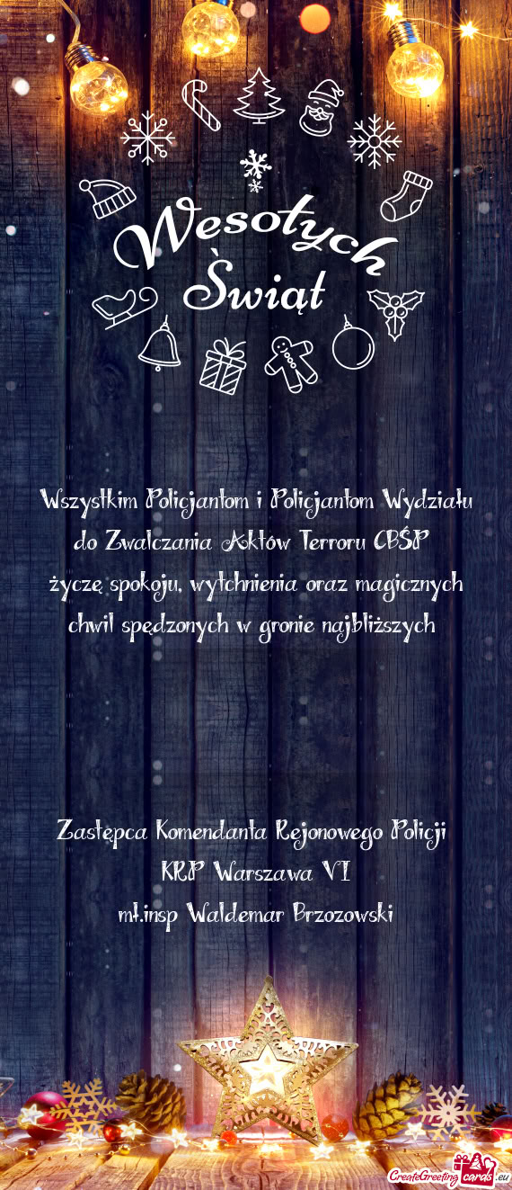 Wszystkim Policjantom i Policjantom Wydziału do Zwalczania Aktów Terroru CBŚP