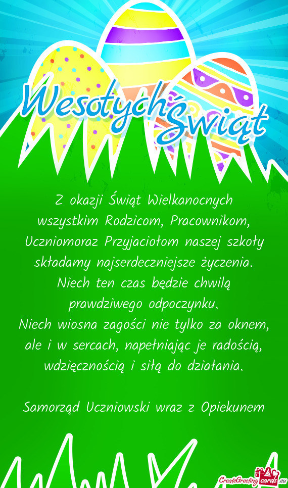 Wszystkim Rodzicom, Pracownikom, Uczniomoraz Przyjaciołom naszej szkoły składamy najserdeczniejsz
